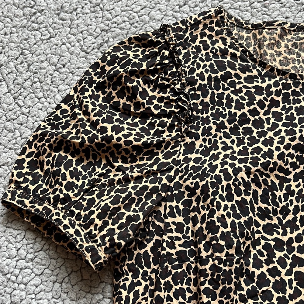 J. Crew J6080 Short Sleeve Puff Sleeve Leopard Print Top - Picture 8 of 11